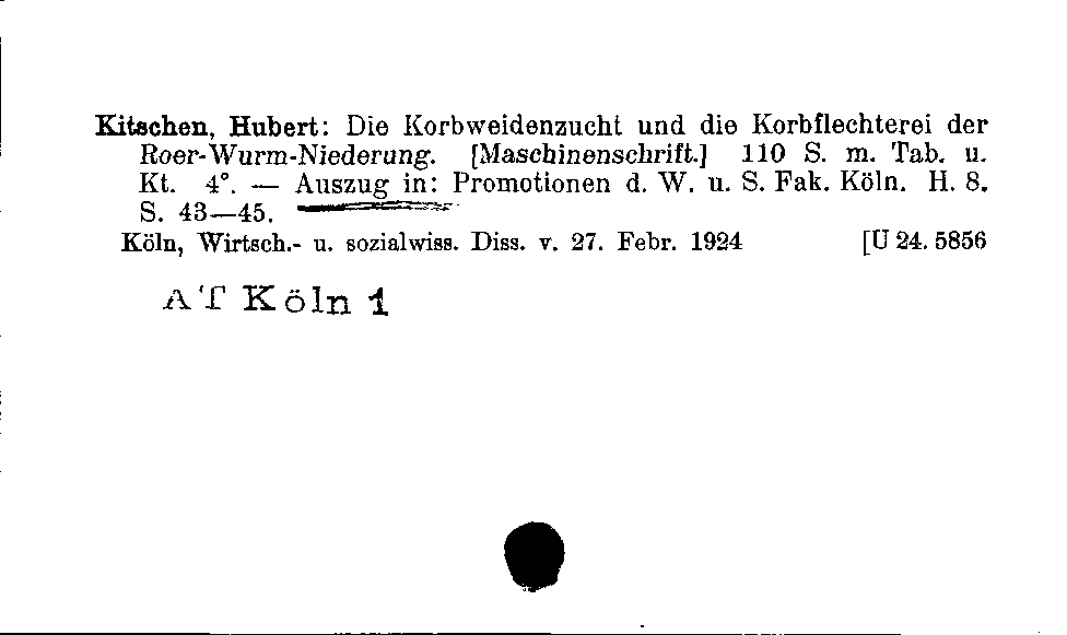 [Katalogkarte Dissertationenkatalog bis 1980]