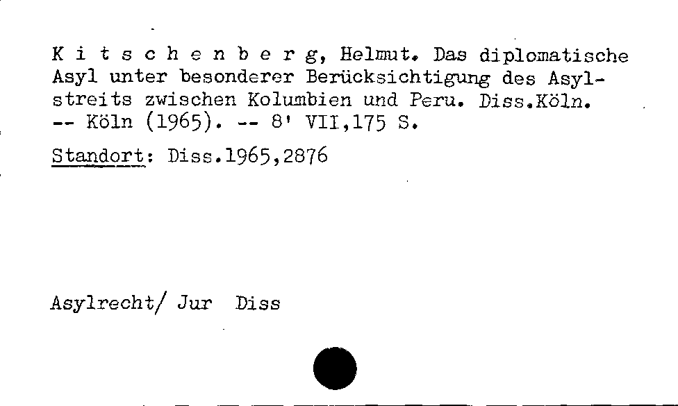 [Katalogkarte Dissertationenkatalog bis 1980]