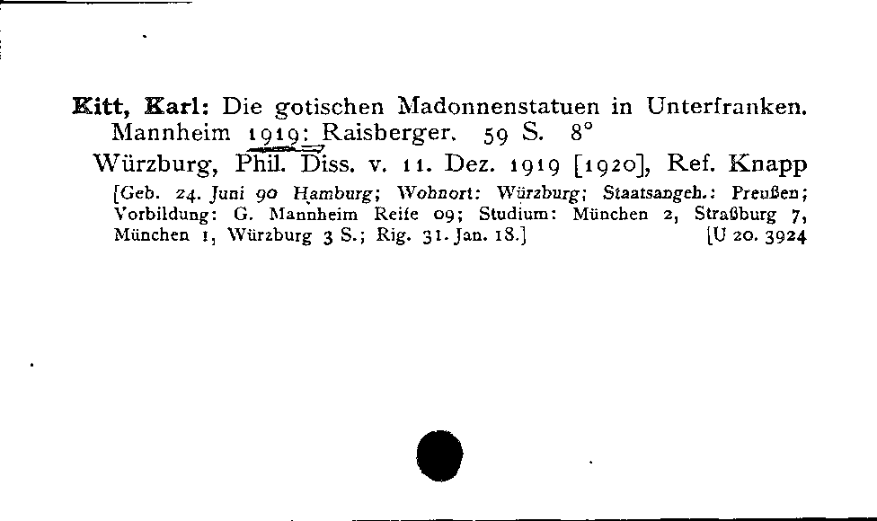 [Katalogkarte Dissertationenkatalog bis 1980]