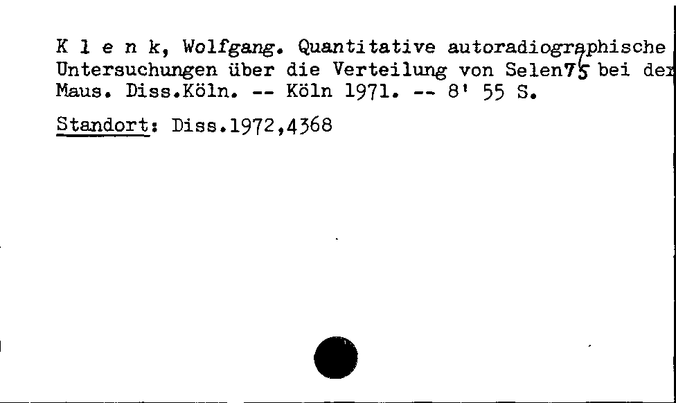 [Katalogkarte Dissertationenkatalog bis 1980]