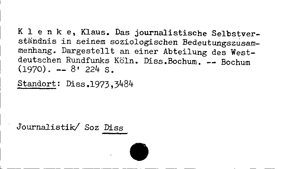 [Katalogkarte Dissertationenkatalog bis 1980]