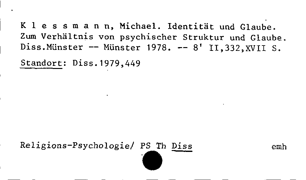 [Katalogkarte Dissertationenkatalog bis 1980]