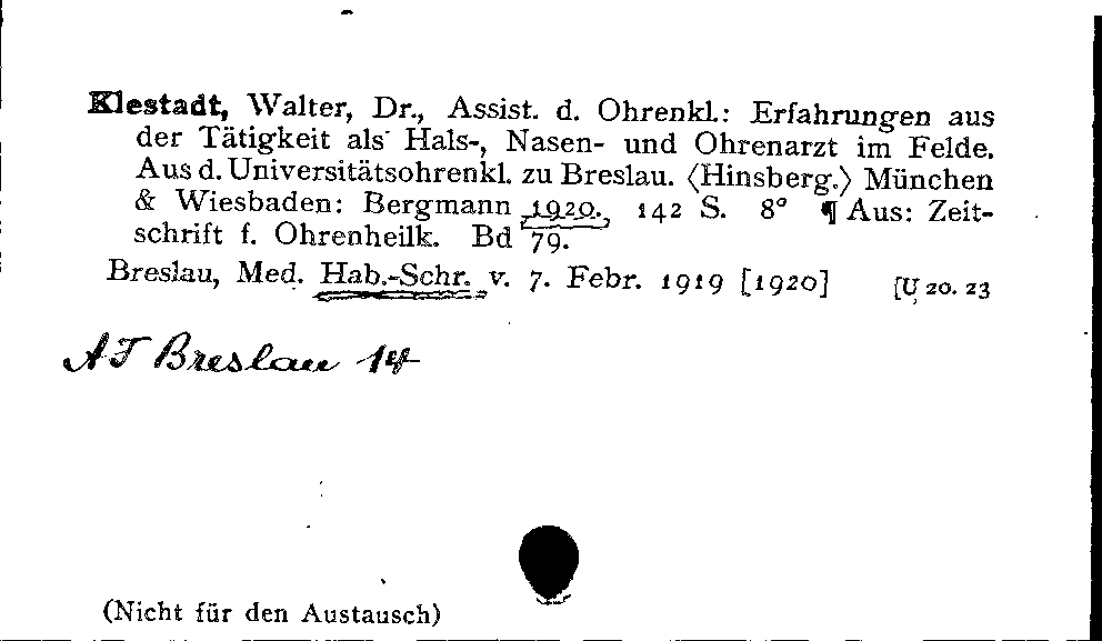 [Katalogkarte Dissertationenkatalog bis 1980]