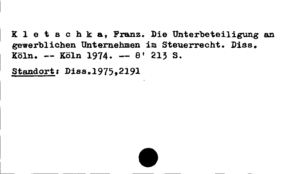 [Katalogkarte Dissertationenkatalog bis 1980]