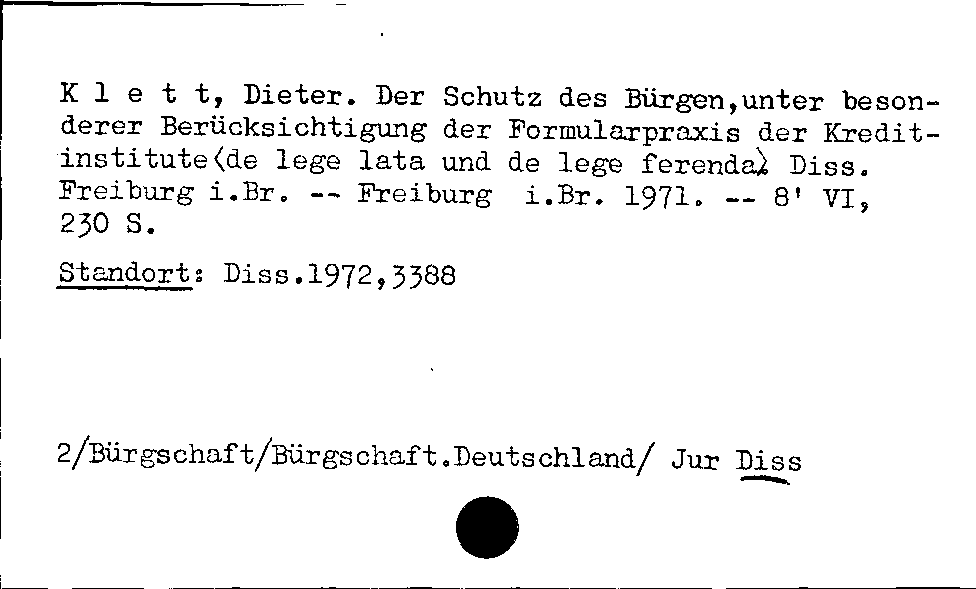 [Katalogkarte Dissertationenkatalog bis 1980]