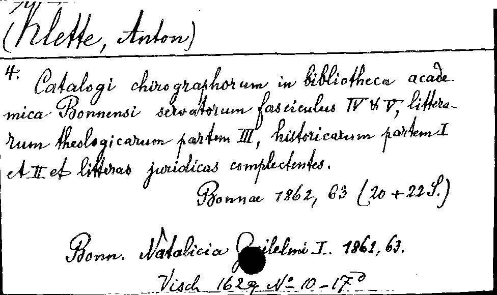 [Katalogkarte Dissertationenkatalog bis 1980]