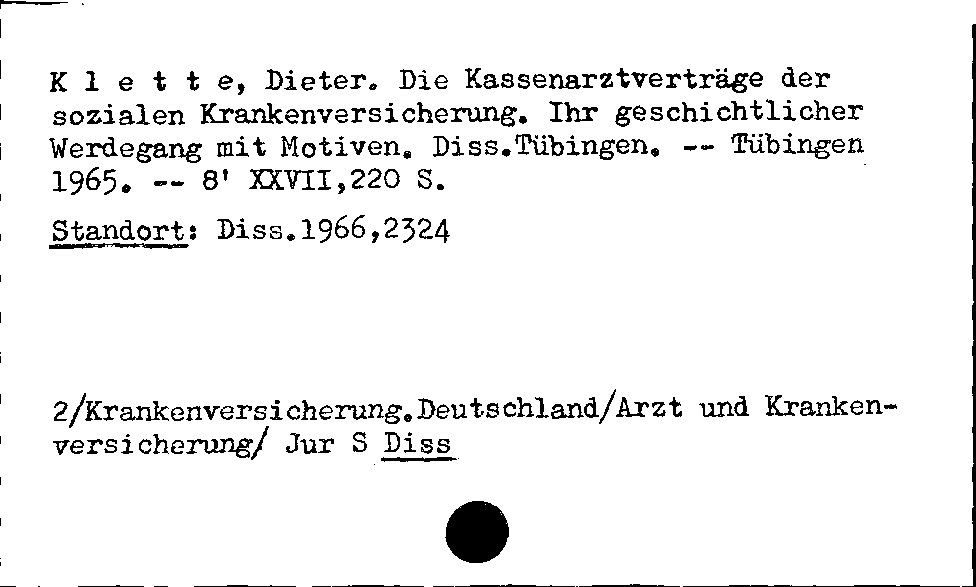 [Katalogkarte Dissertationenkatalog bis 1980]