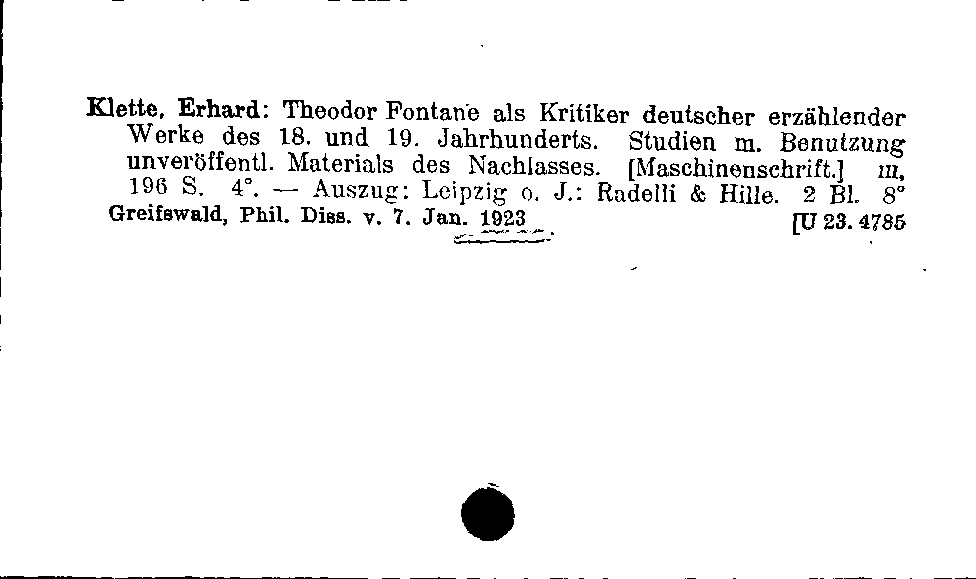[Katalogkarte Dissertationenkatalog bis 1980]