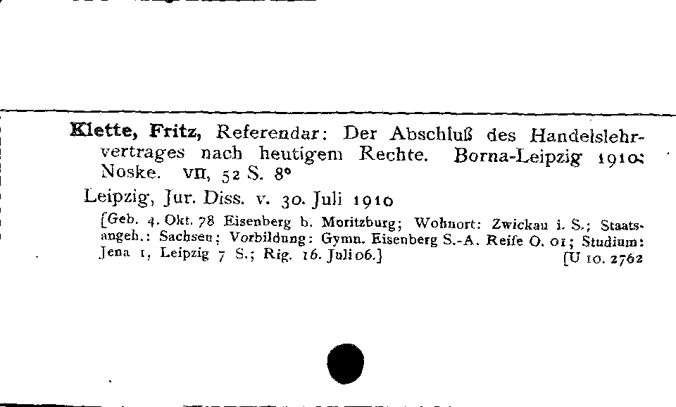 [Katalogkarte Dissertationenkatalog bis 1980]