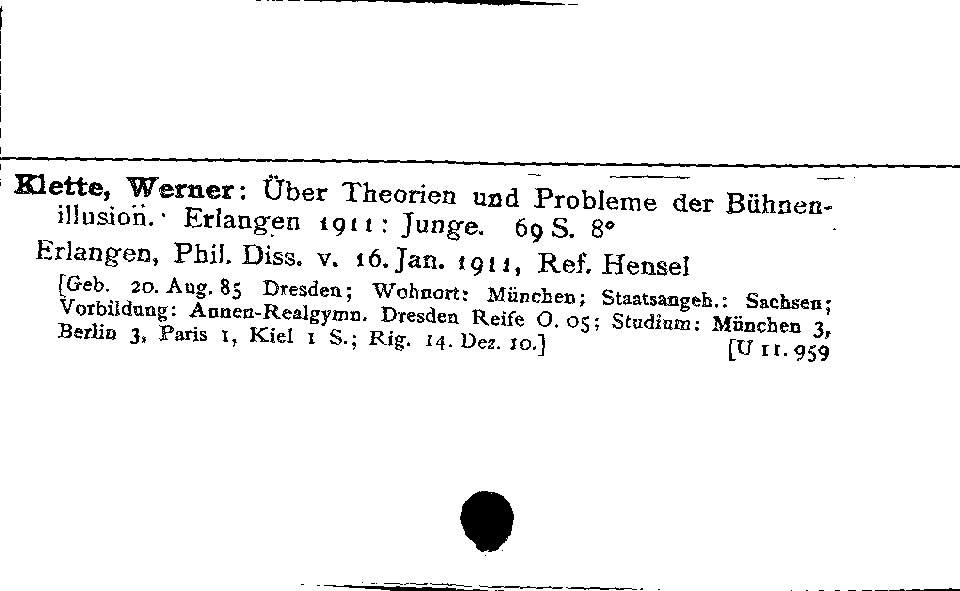 [Katalogkarte Dissertationenkatalog bis 1980]