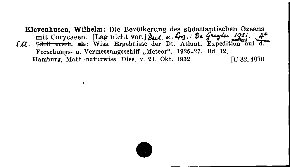 [Katalogkarte Dissertationenkatalog bis 1980]