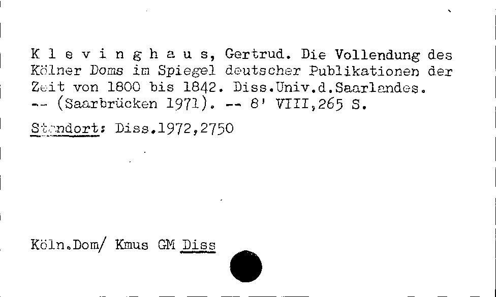 [Katalogkarte Dissertationenkatalog bis 1980]