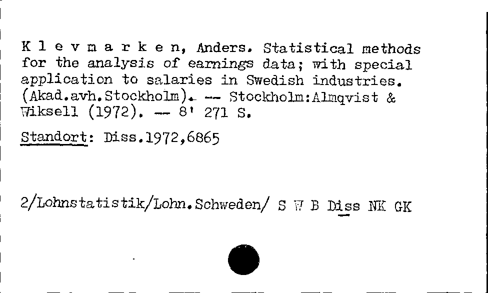 [Katalogkarte Dissertationenkatalog bis 1980]