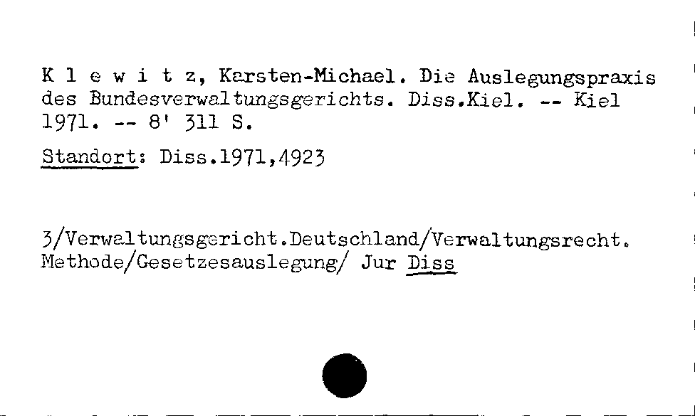 [Katalogkarte Dissertationenkatalog bis 1980]