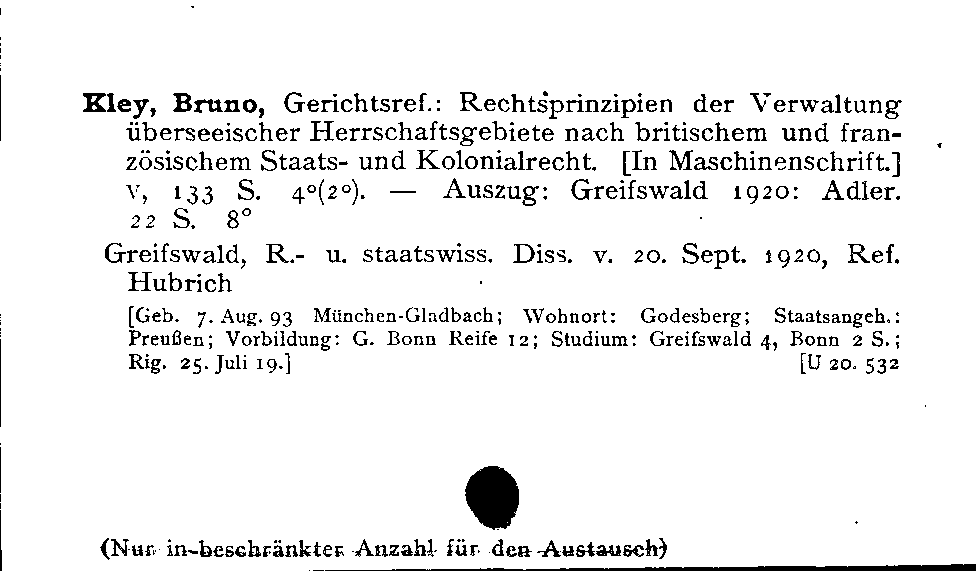 [Katalogkarte Dissertationenkatalog bis 1980]