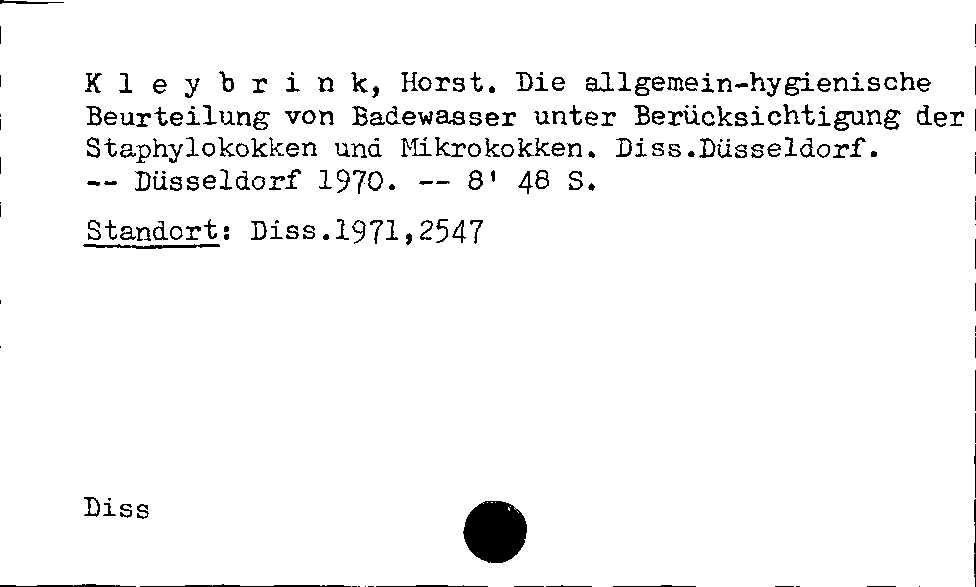 [Katalogkarte Dissertationenkatalog bis 1980]