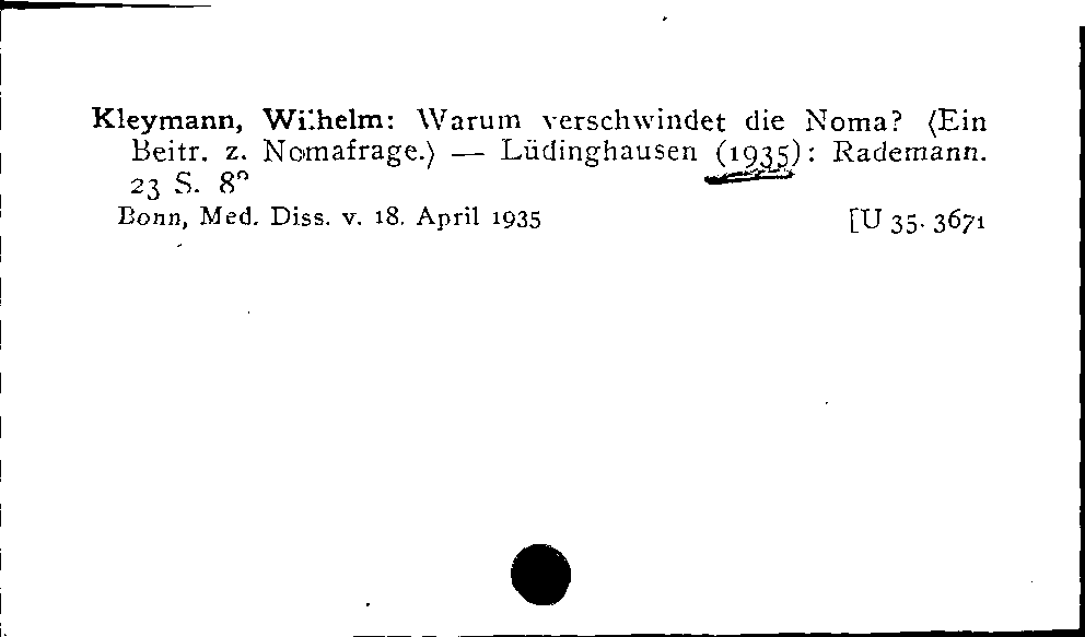 [Katalogkarte Dissertationenkatalog bis 1980]