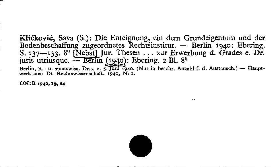 [Katalogkarte Dissertationenkatalog bis 1980]