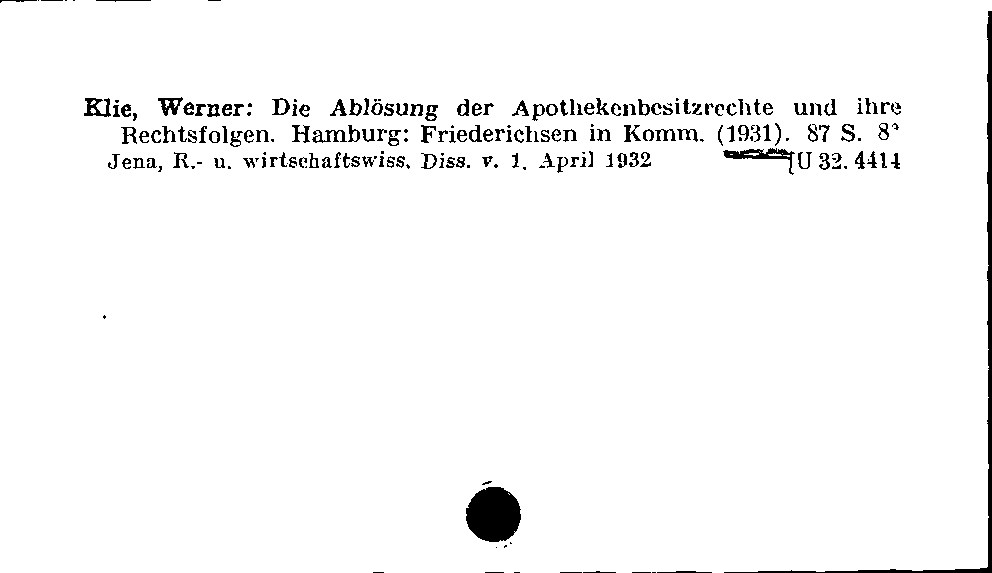 [Katalogkarte Dissertationenkatalog bis 1980]