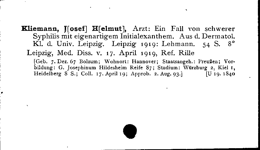 [Katalogkarte Dissertationenkatalog bis 1980]