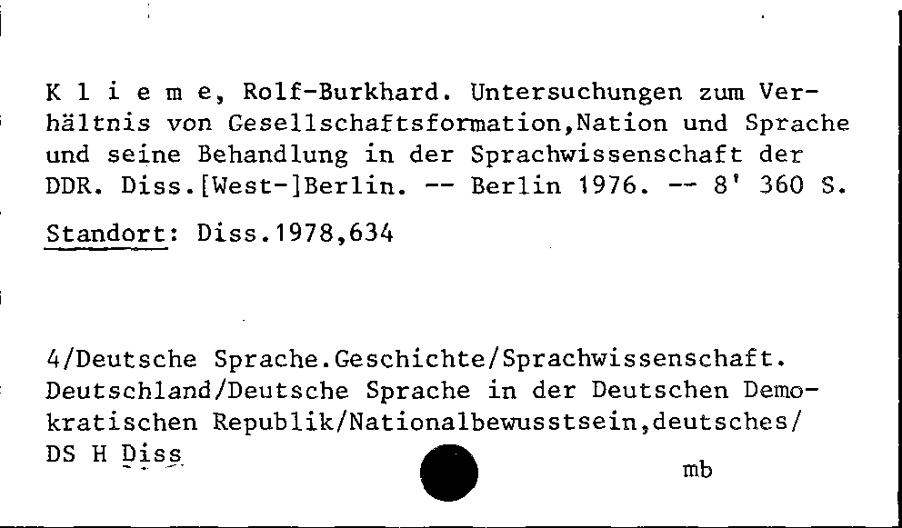 [Katalogkarte Dissertationenkatalog bis 1980]