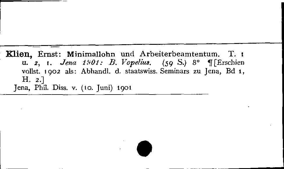 [Katalogkarte Dissertationenkatalog bis 1980]