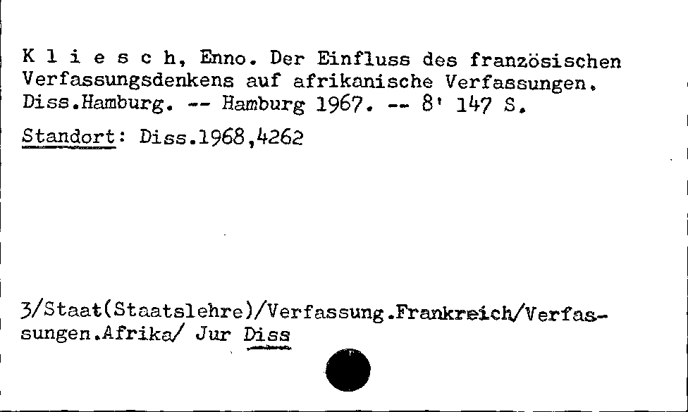 [Katalogkarte Dissertationenkatalog bis 1980]