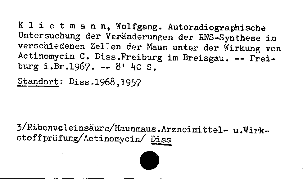 [Katalogkarte Dissertationenkatalog bis 1980]