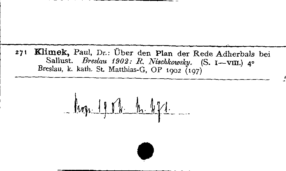 [Katalogkarte Dissertationenkatalog bis 1980]