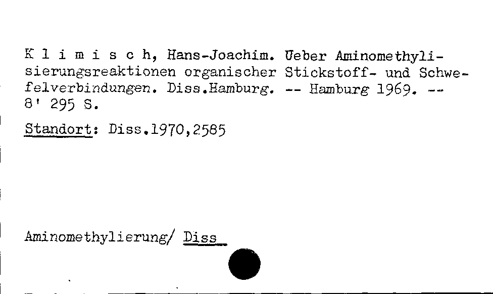 [Katalogkarte Dissertationenkatalog bis 1980]