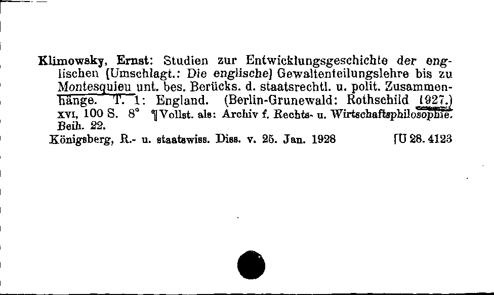 [Katalogkarte Dissertationenkatalog bis 1980]