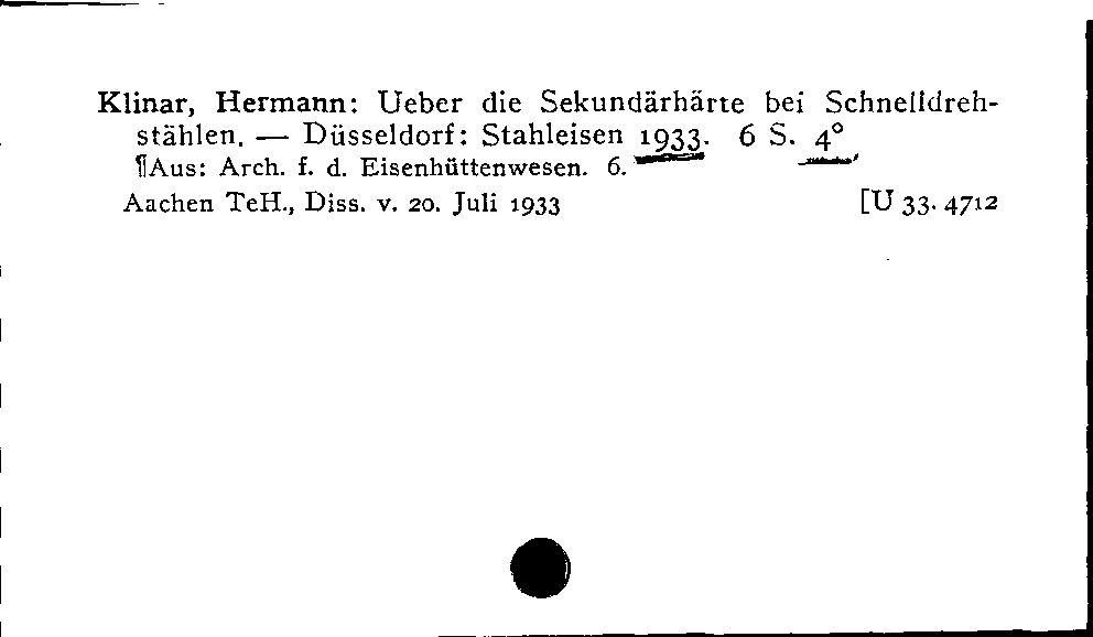 [Katalogkarte Dissertationenkatalog bis 1980]