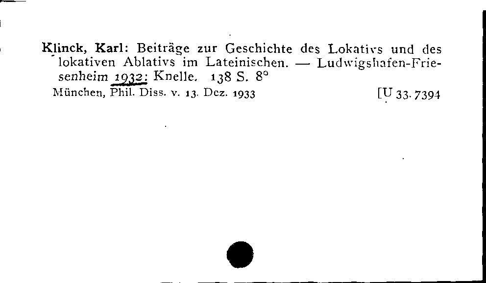 [Katalogkarte Dissertationenkatalog bis 1980]