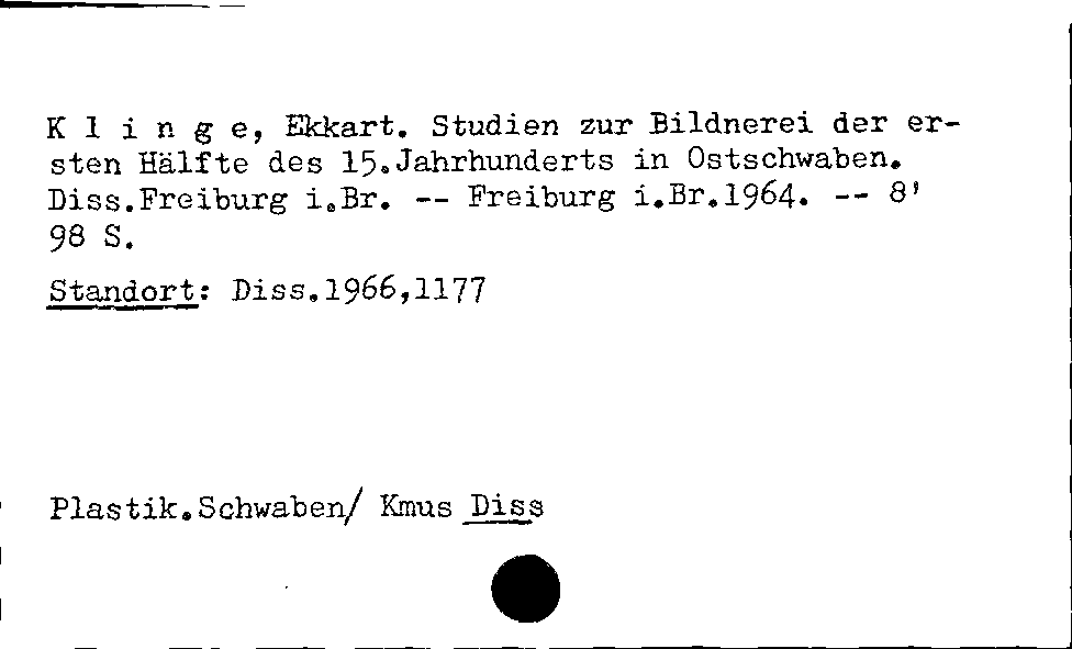 [Katalogkarte Dissertationenkatalog bis 1980]