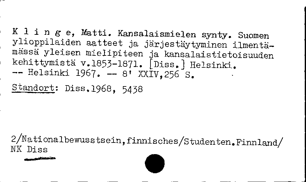 [Katalogkarte Dissertationenkatalog bis 1980]