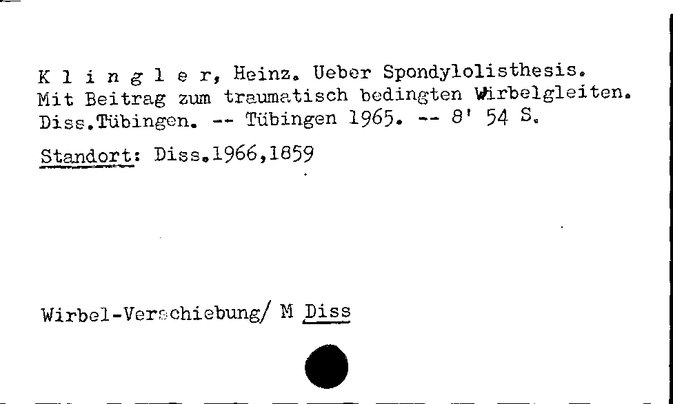 [Katalogkarte Dissertationenkatalog bis 1980]