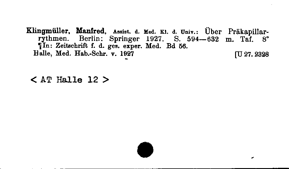 [Katalogkarte Dissertationenkatalog bis 1980]