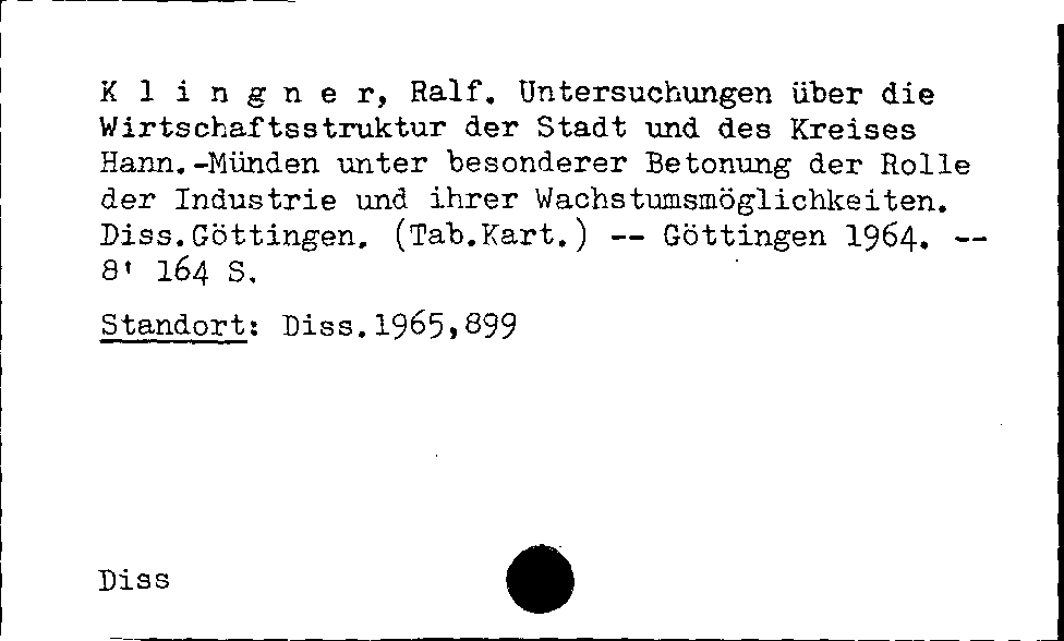 [Katalogkarte Dissertationenkatalog bis 1980]