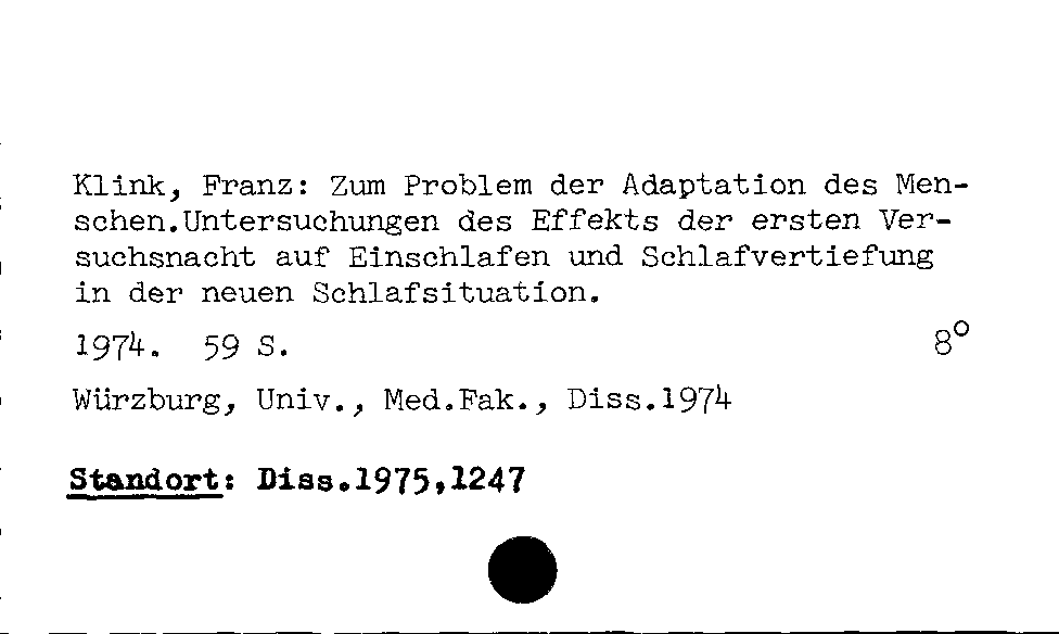 [Katalogkarte Dissertationenkatalog bis 1980]