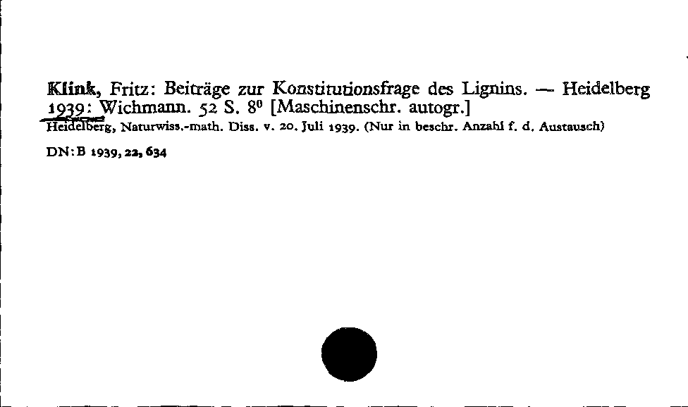 [Katalogkarte Dissertationenkatalog bis 1980]