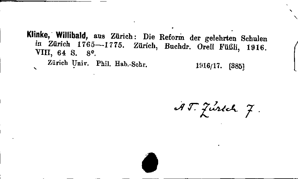 [Katalogkarte Dissertationenkatalog bis 1980]