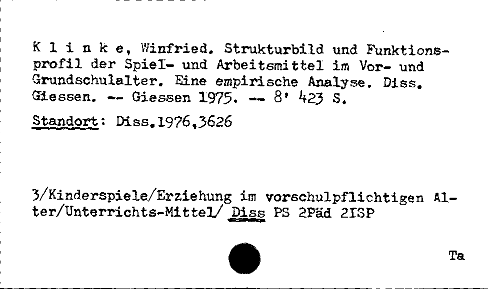 [Katalogkarte Dissertationenkatalog bis 1980]