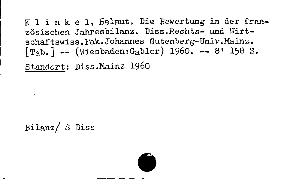 [Katalogkarte Dissertationenkatalog bis 1980]