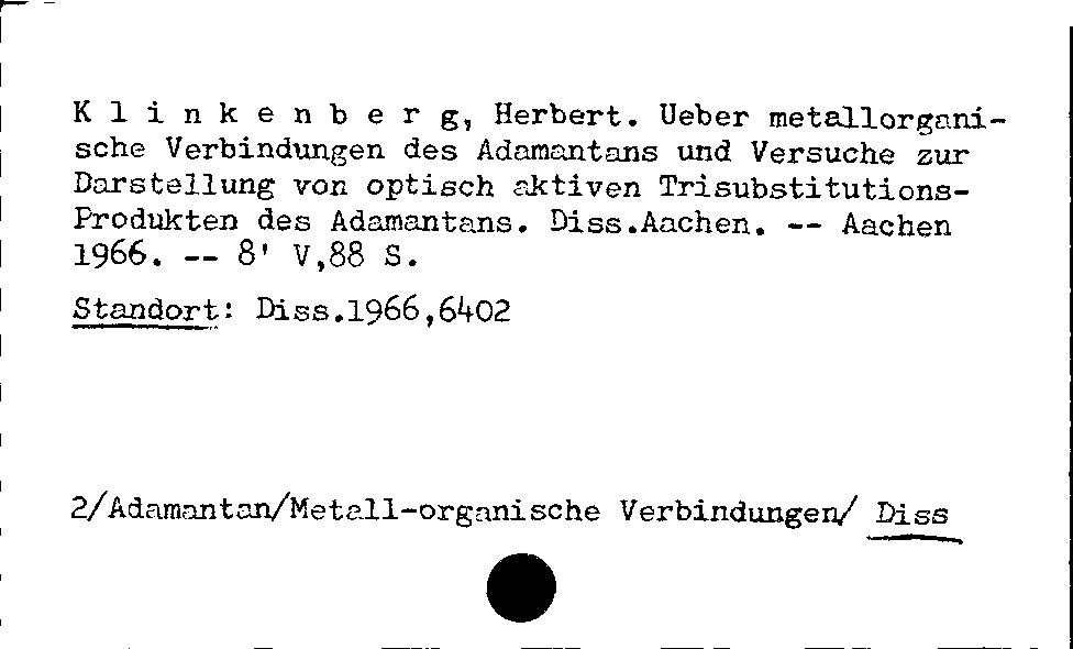 [Katalogkarte Dissertationenkatalog bis 1980]