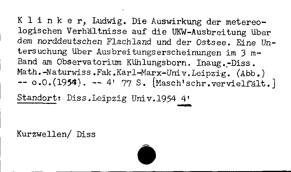 [Katalogkarte Dissertationenkatalog bis 1980]