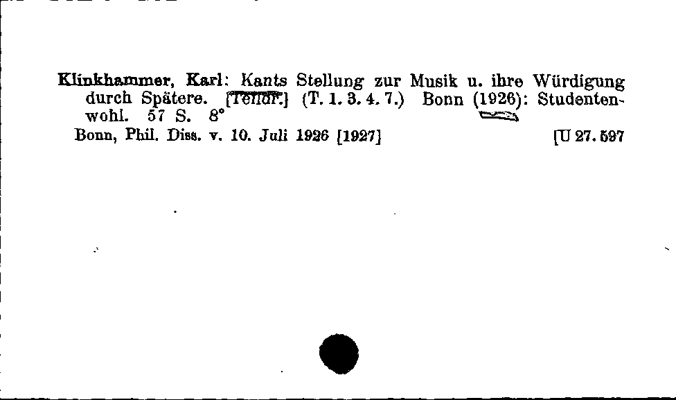 [Katalogkarte Dissertationenkatalog bis 1980]