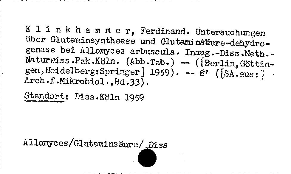 [Katalogkarte Dissertationenkatalog bis 1980]