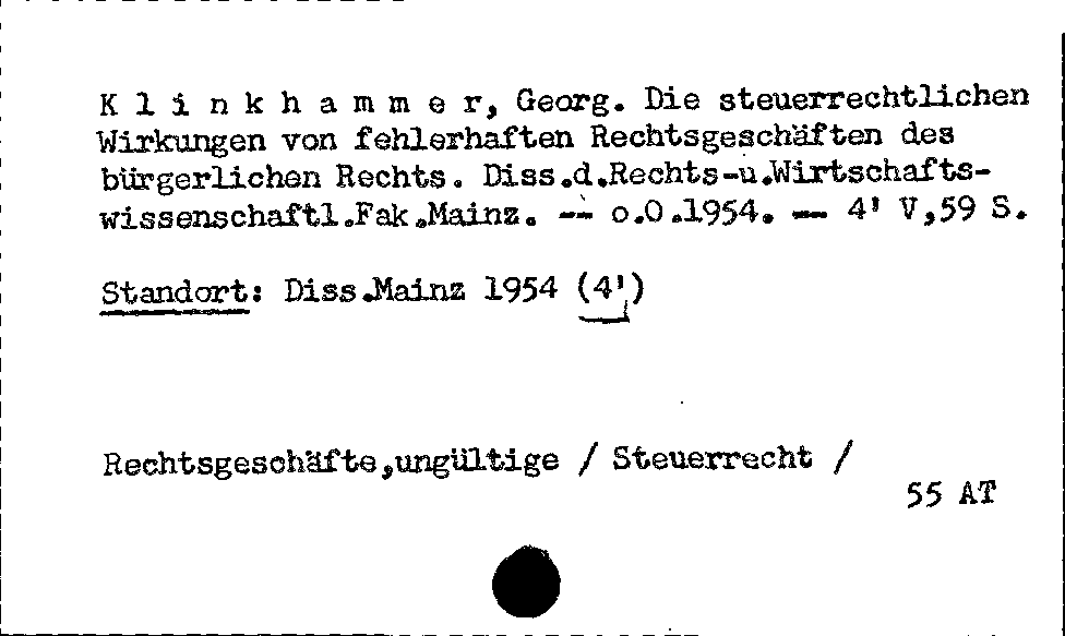 [Katalogkarte Dissertationenkatalog bis 1980]