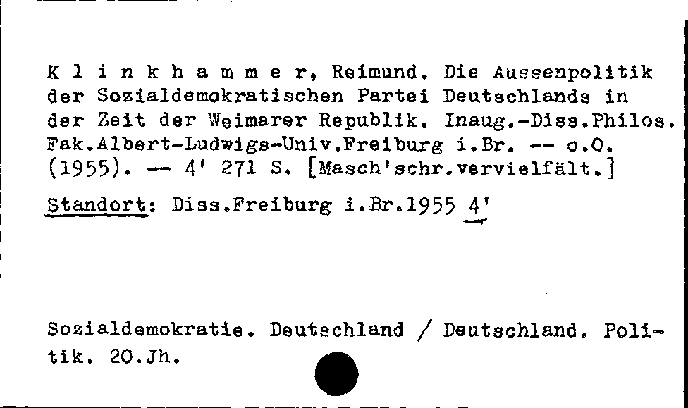 [Katalogkarte Dissertationenkatalog bis 1980]