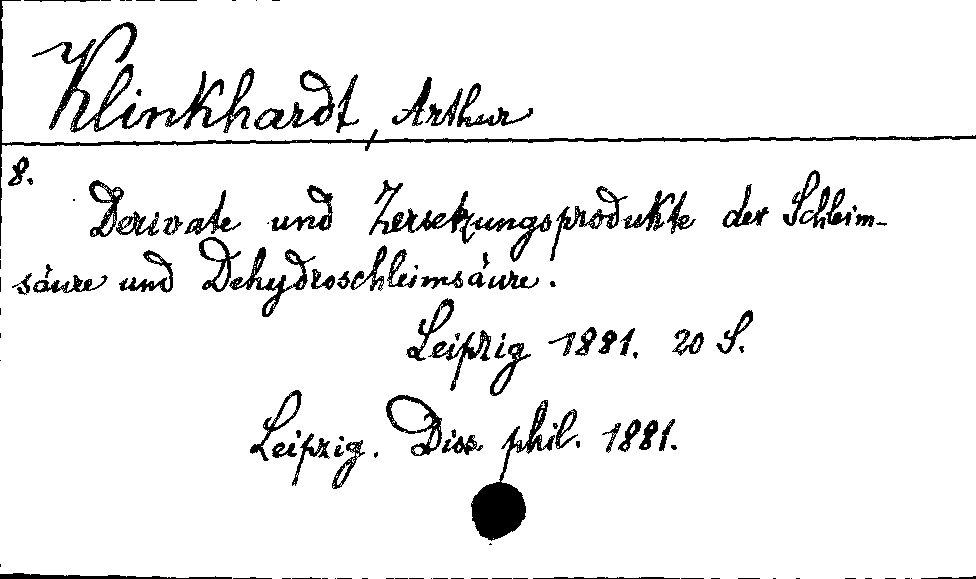 [Katalogkarte Dissertationenkatalog bis 1980]